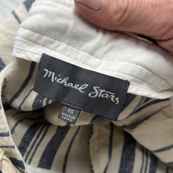 Michael Stars Linen Blue and Tan Stripe Straight Leg Pant Size XS - Picture 8 of 10